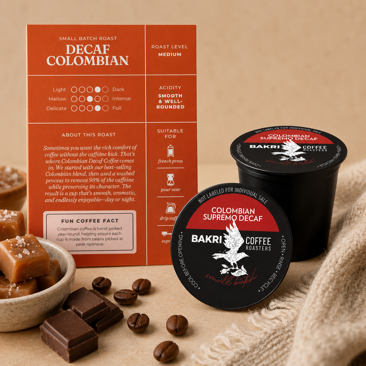 COLOMBIAN SUPREMO DECAF BAKRI CUPS